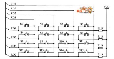 Determinant 4 × 4  keyboard circuit diagram
