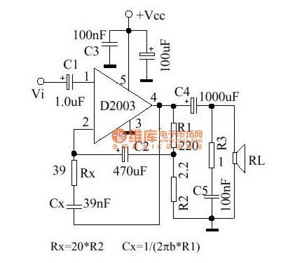 D2003 power amplifier circuit diagram