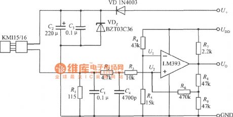 Composed of integrated speed sensor KMI15/16 speed measuring circuit diagram