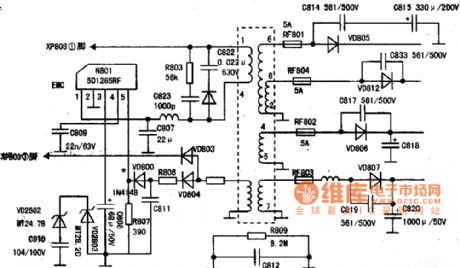 Hisense HDP2908 type digital high-definition TV power main circuit diagram