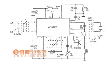Audio frequency amplifier circuit diagram
