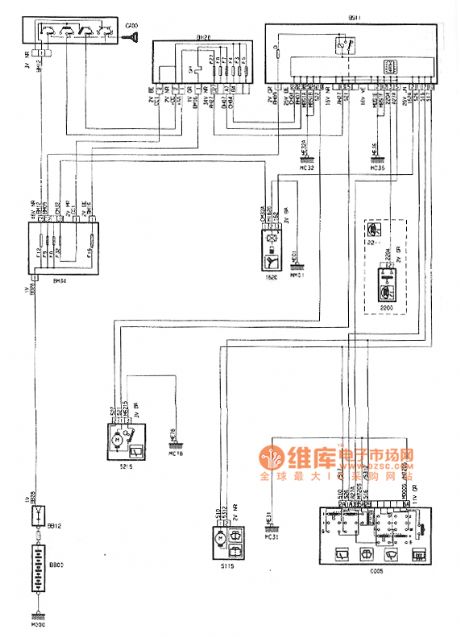 Dongfeng Peugeot Citroen Picasso 2.0L sedan rear window wiper spray circuit diagram