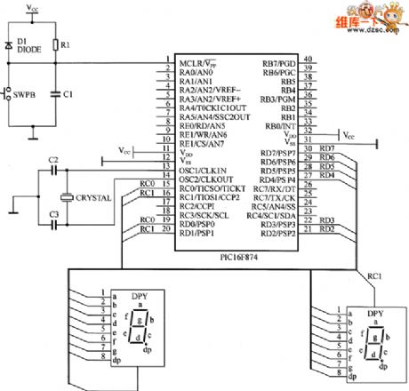 PIC16F887 hardware circuit diagram