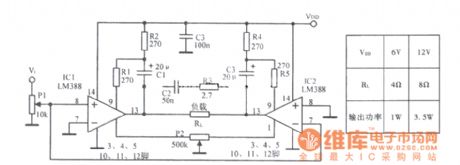 3.5 W bridge amplifier circuit diagram