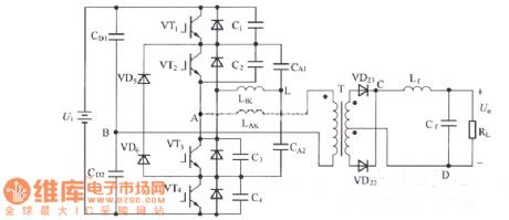Wide load range three-level zero-voltage switching DC-DC converter circuit