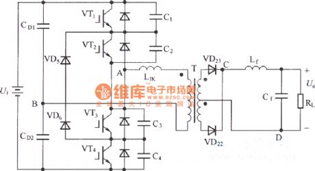 Zero-voltage switching three-level DC-DC converter circuit