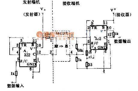 Optical coupling data transmission circuit diagram