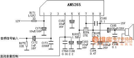Typical application circuit diagram AN5265 audio power amplifier circuit