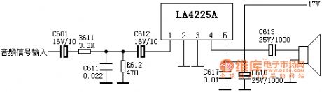 Typical application circuit diagram LA4225A audio power amplifier circuit