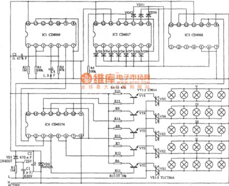Two-dimensional lights controller circuit diagram