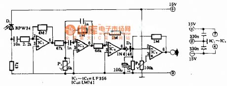 Light pulse receiving circuit diagram