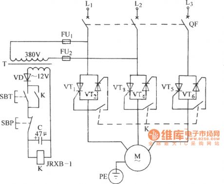 Ordinary three-phase control thyristor circuit diagram