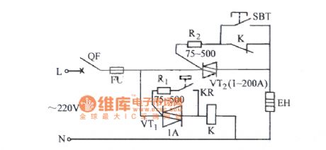 The bidirectional thyristor electric contact temperature control circuit diagram