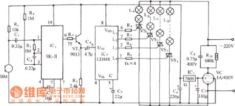 LD168 audio voltage-controlled Carla OK lights shine control circuit diagram