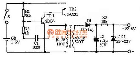 Enter 1.5 V to 22.5 V output circuit principle diagram