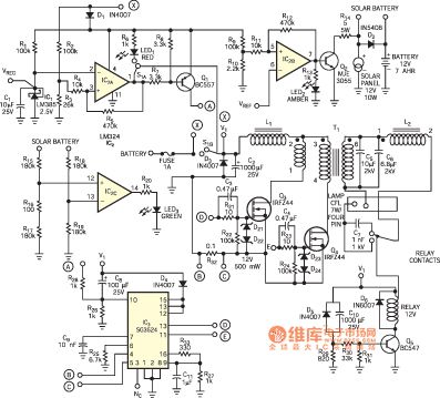 Low loss power supply of solar-powered light circuit diagram