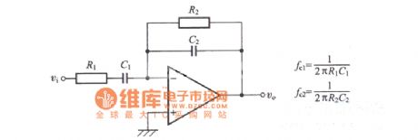 By an order bandpass filter of an operational amplifier circuit diagram