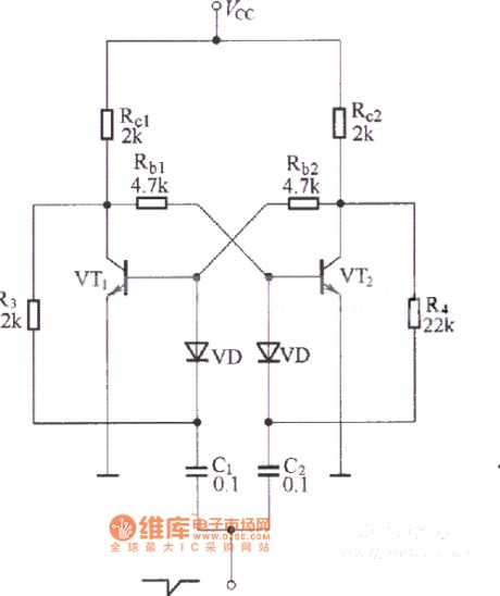 Transistor bistable trigger circuit diagram