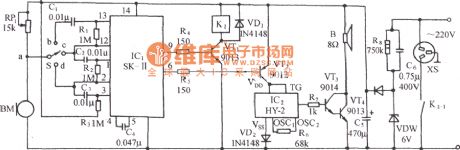 Voice-activated music outlet produced by SK-Ⅱ circuit diagram