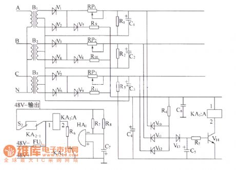Ac power distribution unit monitoring alarm circuit (P50 - II) circuit diagram