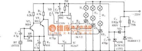5G167 voltage-controlled two-way audio water lantern control circuit diagram
