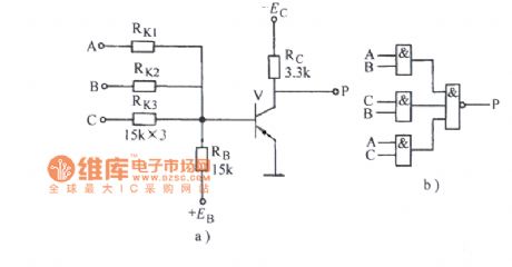 Resistance-transistor gate circuit diagram