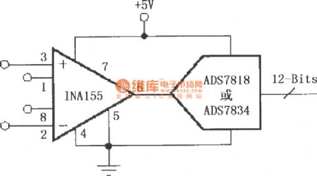 Configured INA155/156 directly driven by a capacitive input high speed A / D converter
