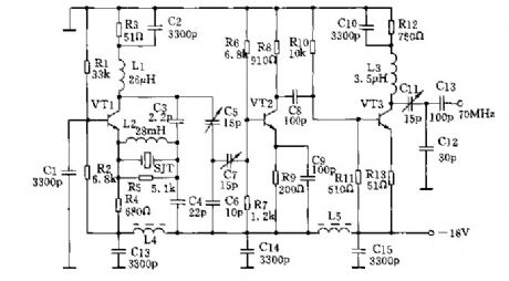 70MHz crystal oscillator circuit