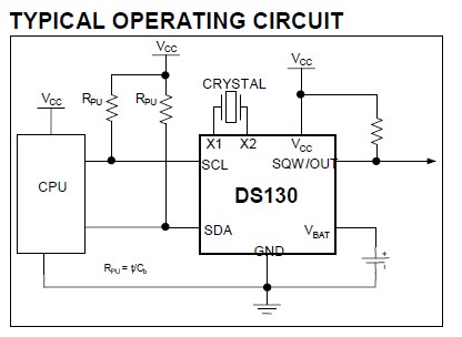 DS1307 typical operating circuit
