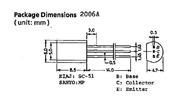 2SB764-E package dimensions