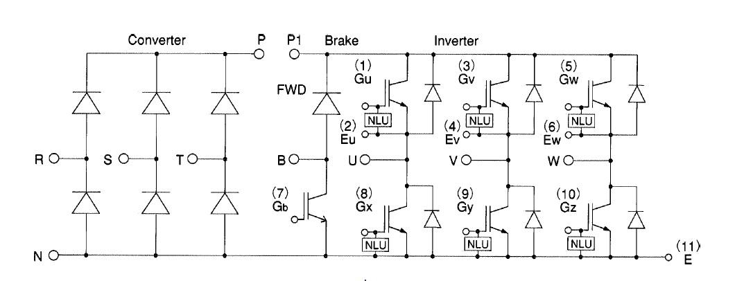 7MBR50NF060 Equivalent Circuit Schematic