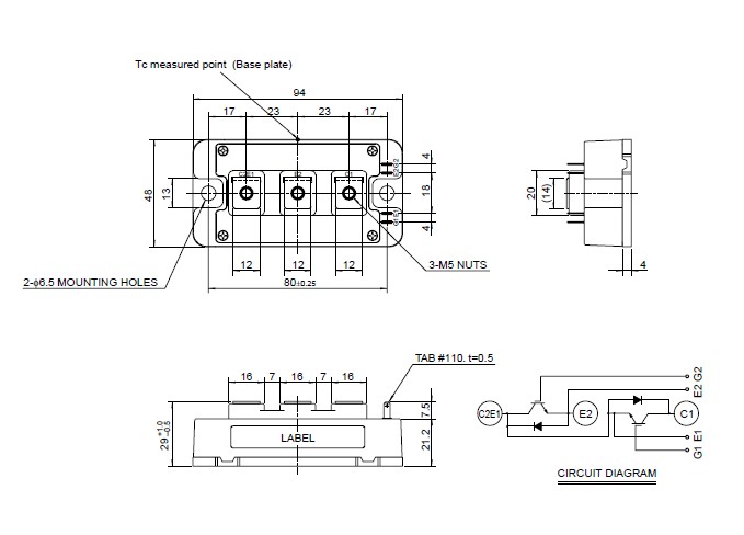 CM150DY-24NF outline drawing & circuit diagram