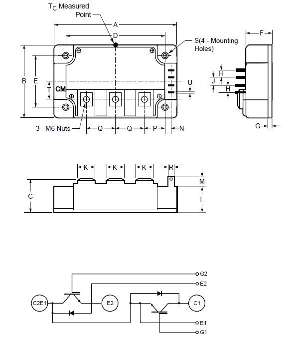CM200DU-24H Outline Drawing and Circuit Diagram