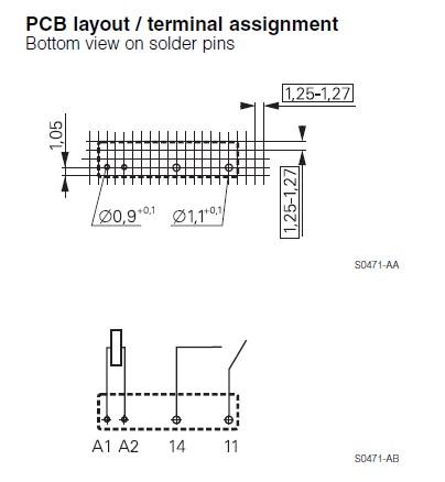 PCN-124D3MHZ PCB layout / terminal assignment