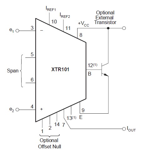 XTR101AU pin diagram
