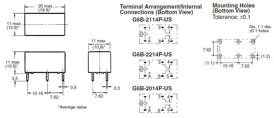 G6B-2214P-US-DC5V bottom view