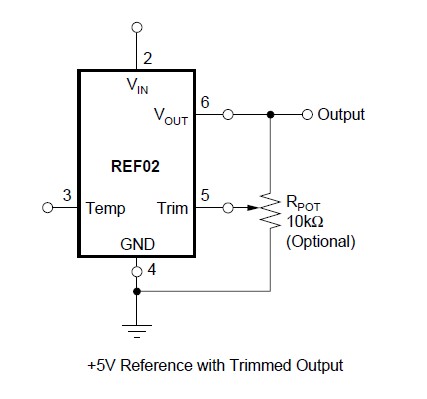 REF02AU/2K5 +5V Reference with Trimmed Output