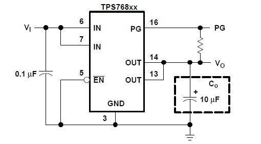 TPS76833QPWPR Typical Application Configuration