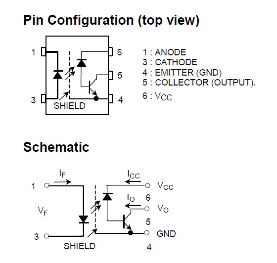 TLP114A pin configuration and schematic
