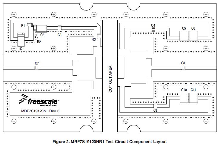 MRF7S19120N Test Circuit Component Layout diagram