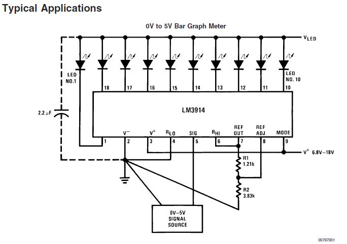 LM3914N-1 Typical Applications diagram