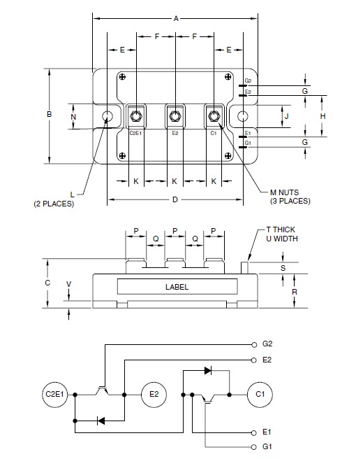 CM100DY-24A Outline Drawing and Circuit Diagram