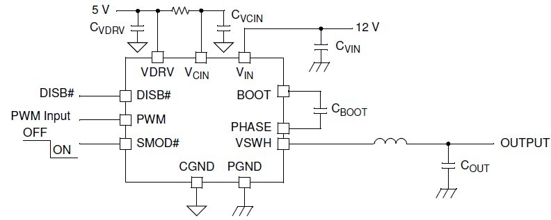 FDMF6704 Power Train Application Circuit