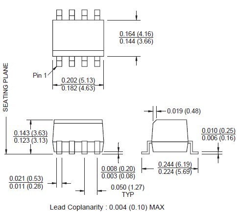 HCPL-0701 PACKAGE DIMENSIONS