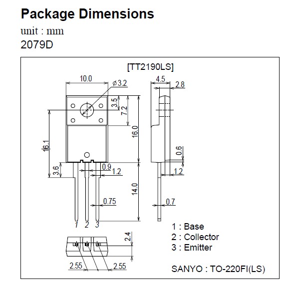 TT2190 Package Dimensions
