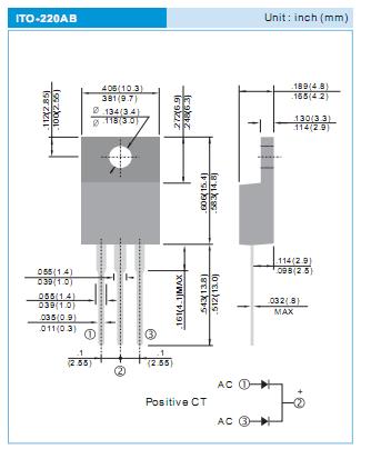 SB10150FCT package dimensions