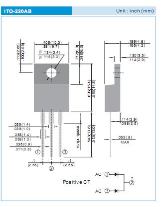 SB20150CT package dimensions
