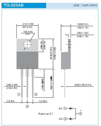 SB10100CT package dimensions