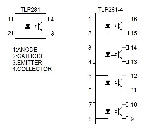 TLP281-4 Pin Configuration