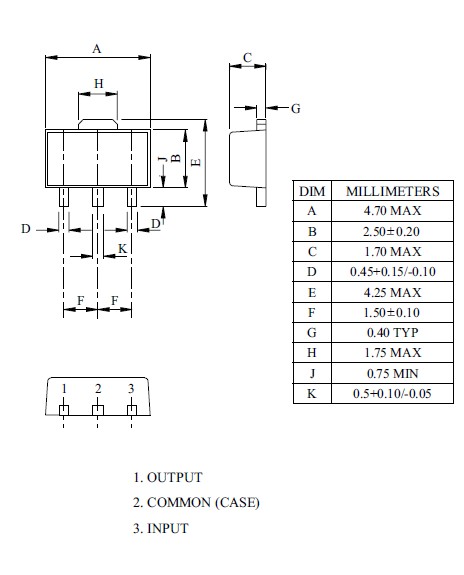 KIA78L05F package diagram